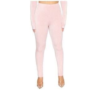 Naked Wardrobe Pink Leggings Silver Glitter High Waist Womens Size XS NWOT